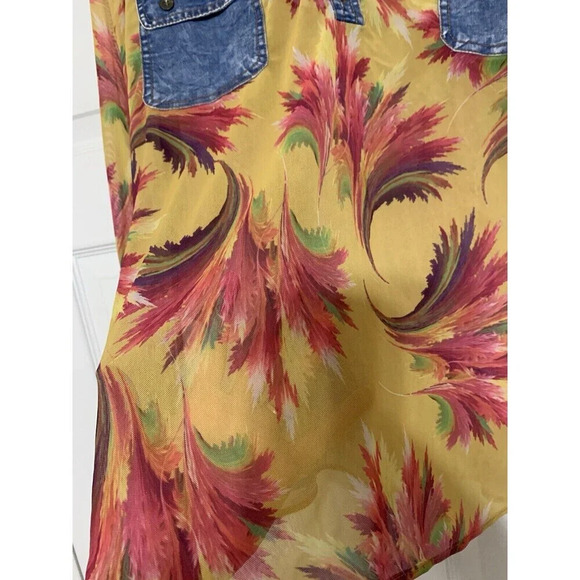 Vintage Y2K Fashion Model Semi Sheer Denim Accents Top Retro See Measurements - Picture 4 of 9